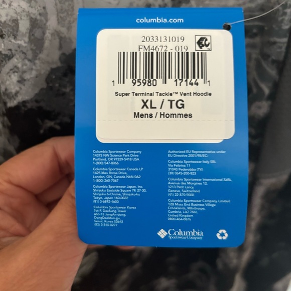 Men’s Columbia Super Terminal Tackle Vent Hoodie|XL| Cool Grey Deepwaters Camo - Picture 15 of 16